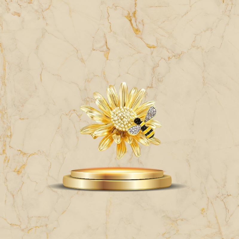 Bijou fantaisie broche marguerite et abeille élégante