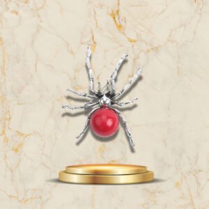 Broche Araignée Écarlate broche argentée corps rouge éclatant