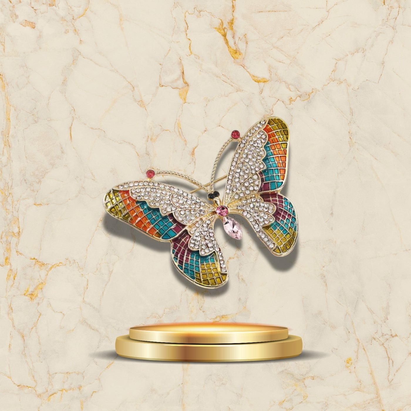 Broche Papillon Summer Pleasure style estival aux reflets dorés