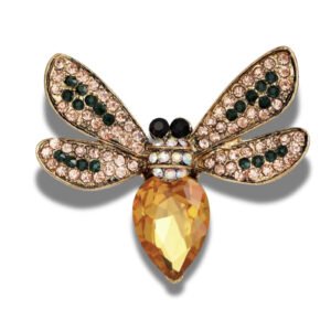 Broche Abeille Crystal Perles fond blanc 2