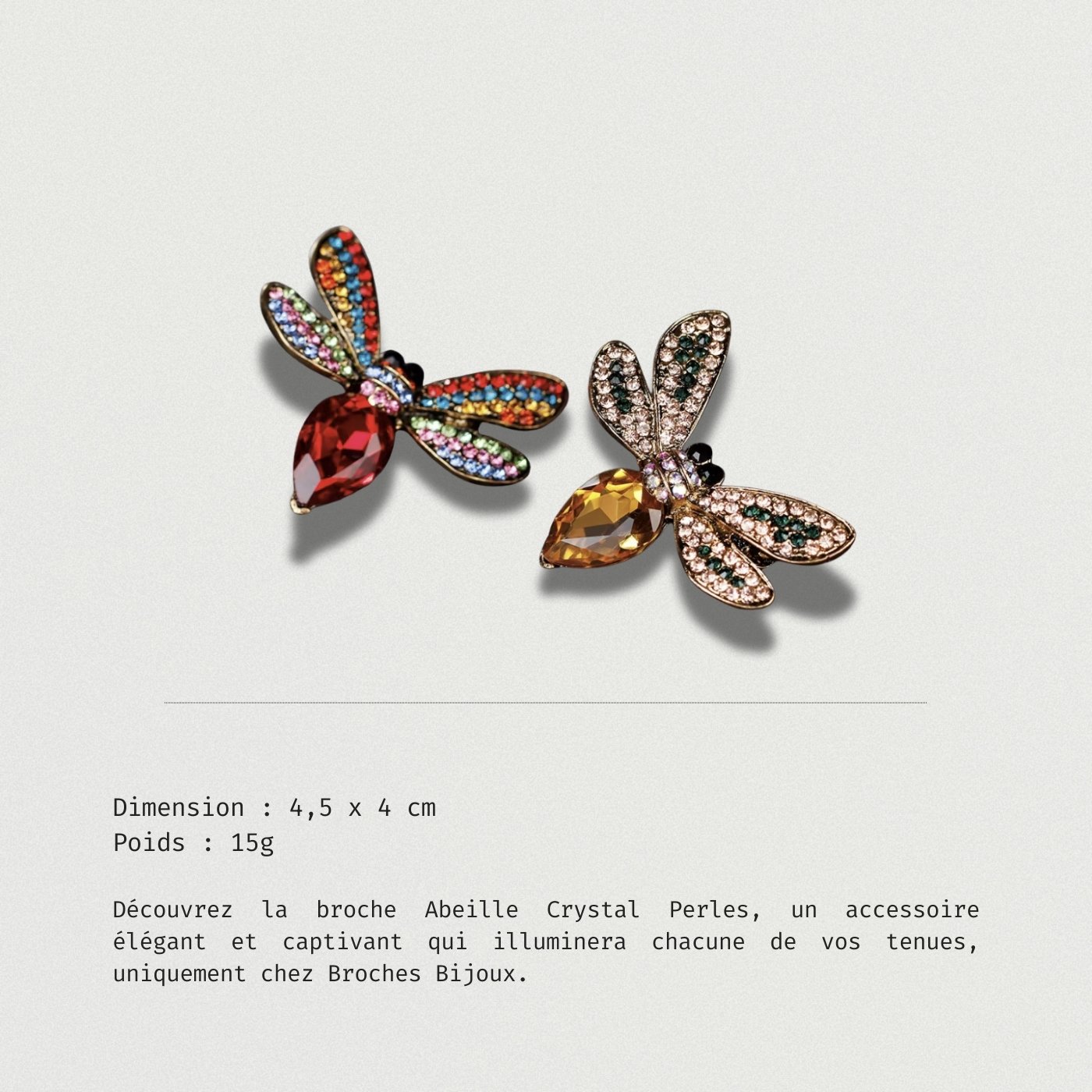 Détails scintillants de la Broche Abeille Crystal Perles