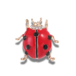 Broche Coccinelle Rouge Cuivrée fond blanc