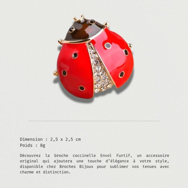 Broche Coccinelle Envol Furtif chic et tendance, idée cadeau porte-bonheur
