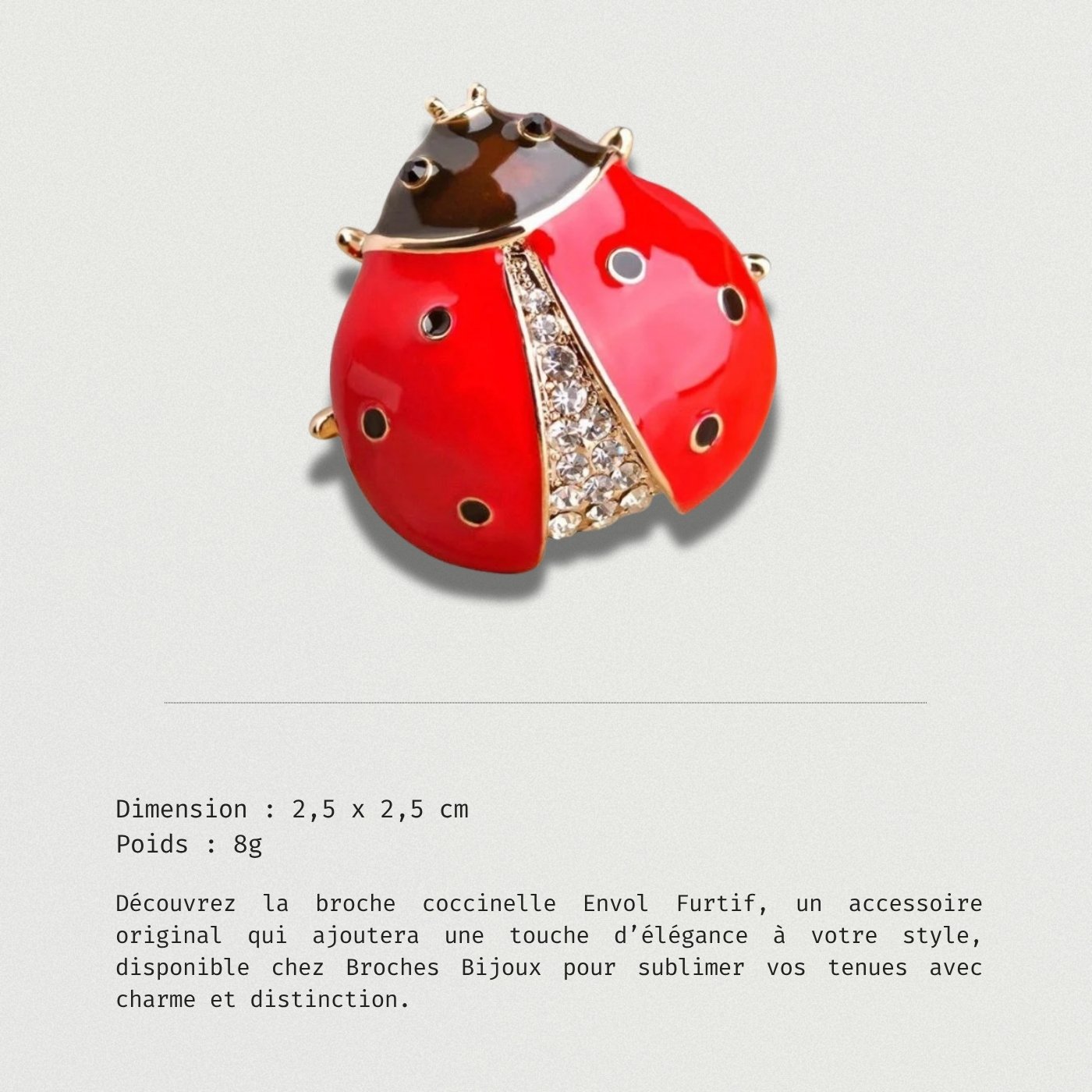 Broche Coccinelle Envol Furtif chic et tendance, idée cadeau porte-bonheur