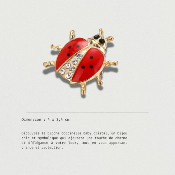 Broche insecte porte-bonheur coccinelle cristal