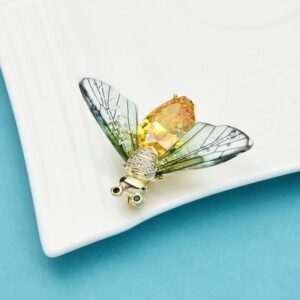 bijou abeille en jade vert