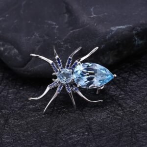 bijou araignée en topaze azurée