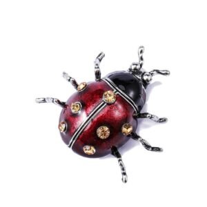 bijou broche coccinelle rouge cuivrée