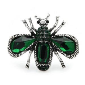 broche abeille en cristal vert