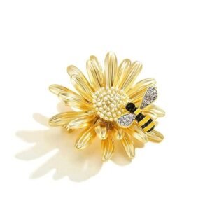 broche abeille feuille d'or