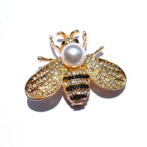 broche abeille perle blanche