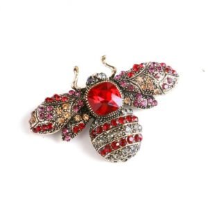 broche abeille rouge vintage