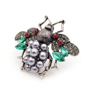 broche abeille en argent avec perle