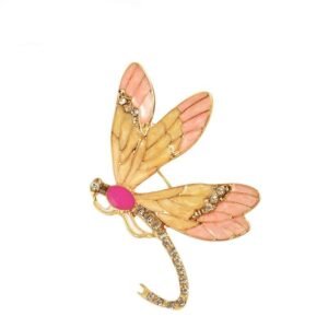 Broche Libellule Opale Rosée