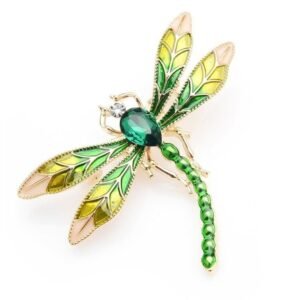 Broche Libellule Verte Crystal