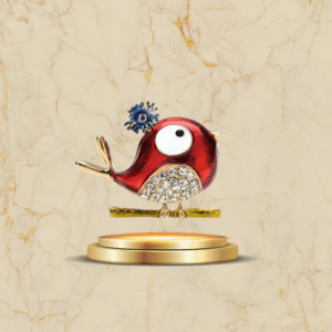 Broche oiseau rouge Funny Bird avec strass scintillants