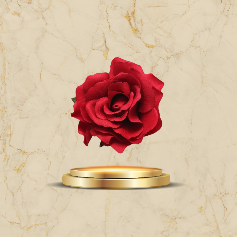 Broche rose rouge élégante en tissu
