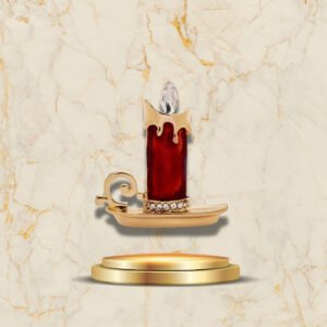 Broche élégante représentant une bougie rouge pour célébrer les fêtes de Noël