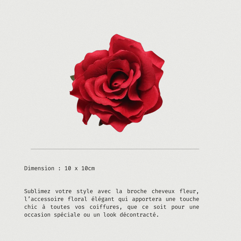 Broche en tissu fleur réaliste rouge