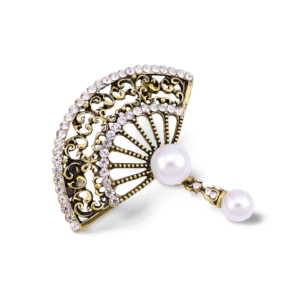 Broche Originale Éventail Doré