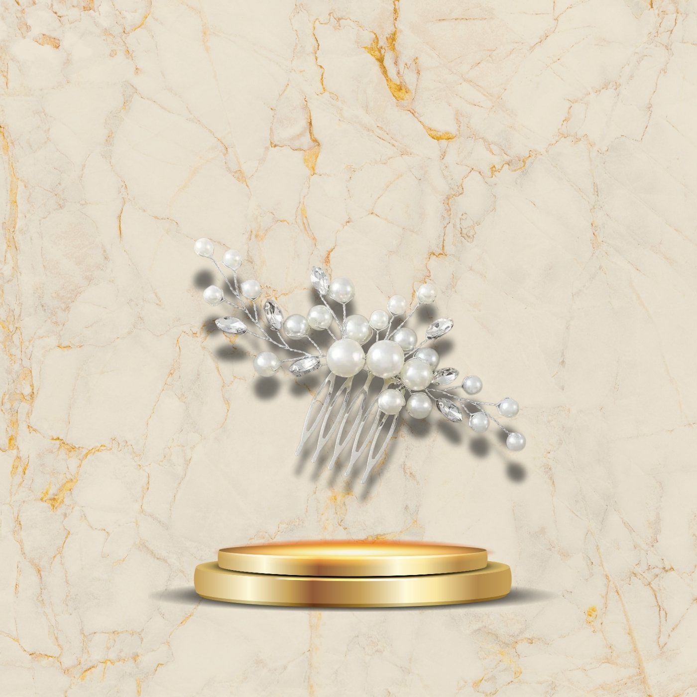 Accessoire cheveux doré et argenté orné de perles et cristaux