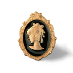 Broche Camée Dorée Noire