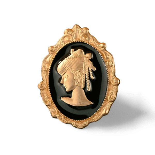 Broche Camée Dorée Noire