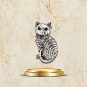 Broche chat antique design rétro pour femme, bijou original