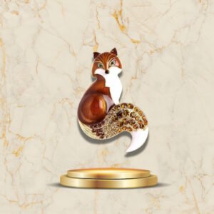 Accessoire de mode broche renard marron doré pour tenue chic