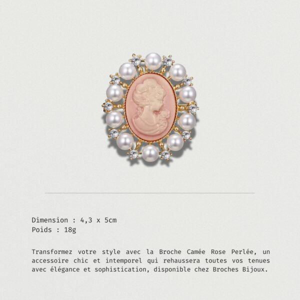 Broche Style Camée Fleur Rose - Résine Et Alliage - Couleur écru - Neuve Sans Emballage