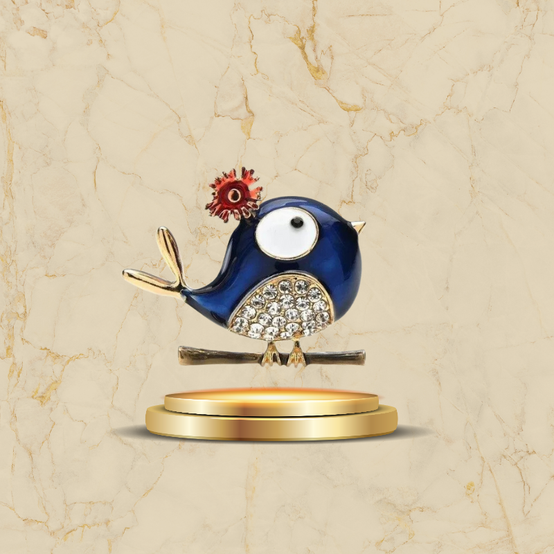 Bijou fantaisie broche oiseau original en métal doré