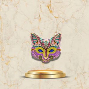 Broche Chat Tête De Chat Carnaval chic et ludique avec strass