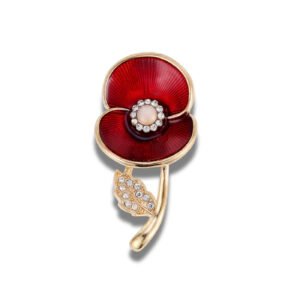 Broche Fleur Coquelicot Doré fond blanc