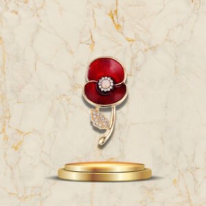 Broche Fleur Coquelicot Doré - Élégance intemporelle