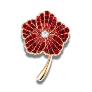 Broche Fleur Coquelicot Rouge Tendance fond blanc