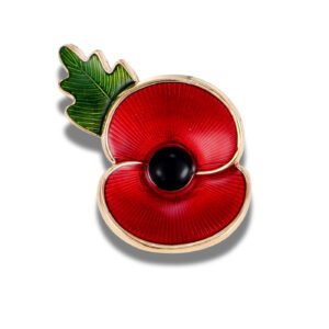 Broche Fleur Coquelicot Et Sa Feuille fond blanc