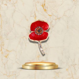Broche Fleur Coquelicot With Love - Broche coquelicot rouge et doré
