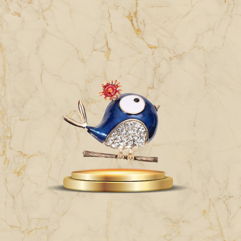 Accessoire de mode broche oiseau rouge brillant