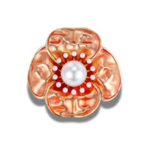 Broche Fleur Coquelicot Coeur Garni fond blanc