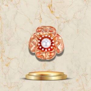 Broche Fleur Coquelicot Coeur Garni - Bijou floral élégant