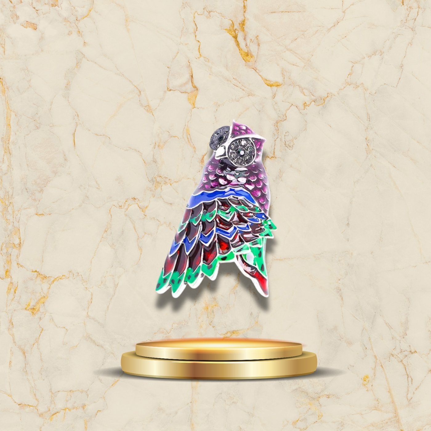 Broche Hibou Big Brother marbre