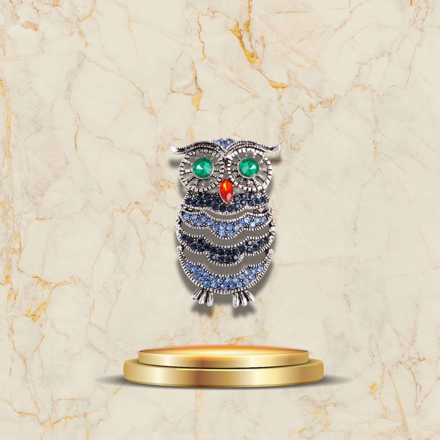 Broche Hibou Vintage marbre 2