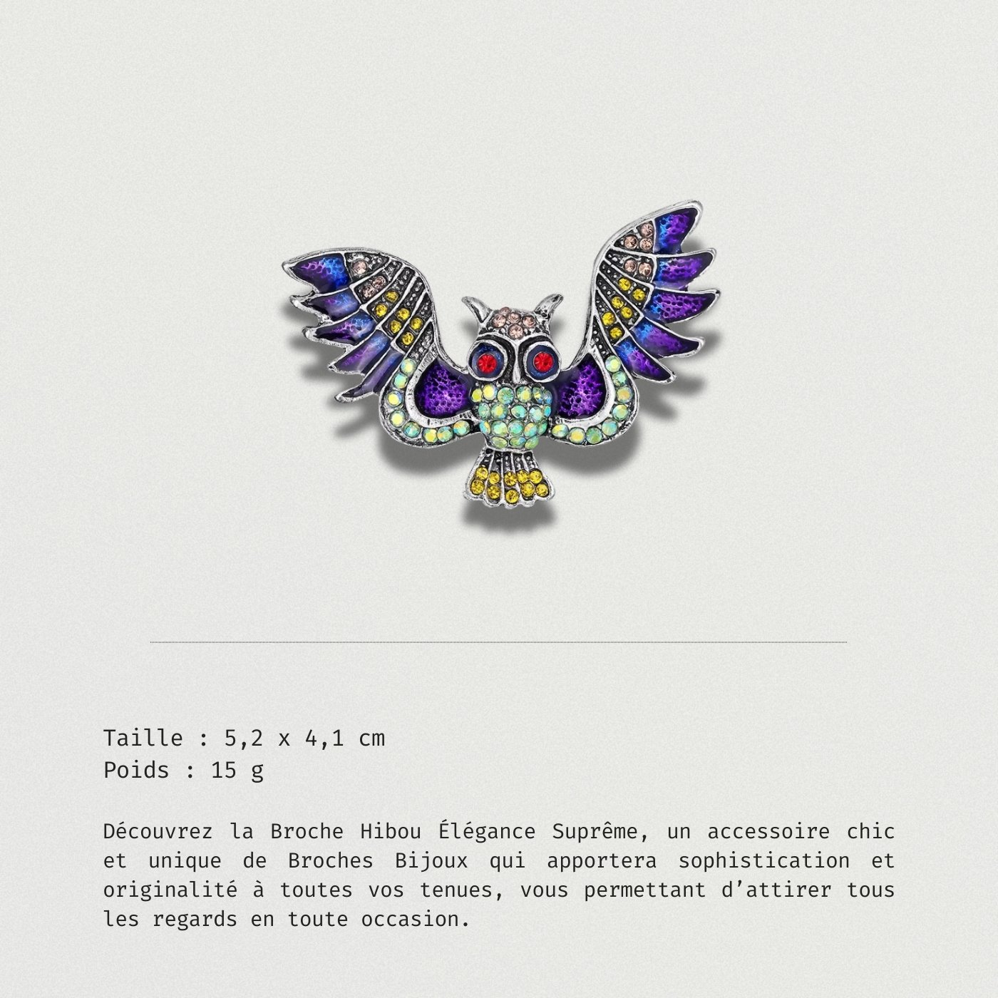 Broche Hibou Élégance Suprême description