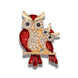 Broche Hibou Hypnotik fond blanc