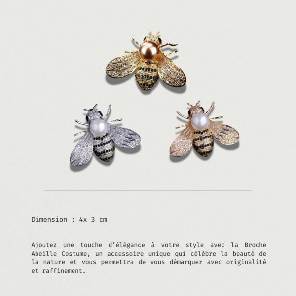 Broche abeille élégante ornée de perles et de strass scintillants