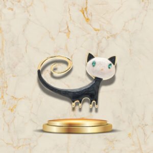 Bijou broche chat noir aux yeux verts éclatants