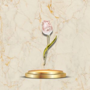 Accessoire chic Broche Fleur Rose Pâle avec tige dorée