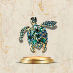 Bijou tortue étincelant en strass turquoise, accessoire élégant et raffiné