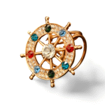 Broche Originale Gouvernail Doré