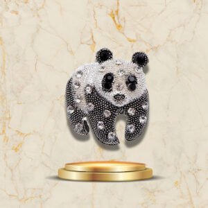 Bijou en forme de panda décoré de cristaux étincelants, style élégant et fantaisie